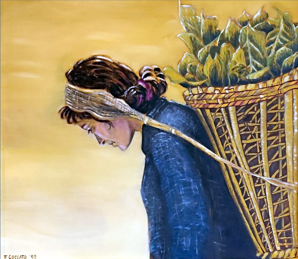 Fatica, 1992, Olio su pannello, 54 x 42
