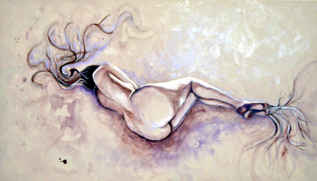Fluire - 2017, Acrilico su tela, 180 x 100
