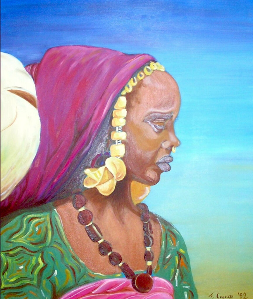 Giovane donna africana, 1992, Olio su pannello, 42 x 54