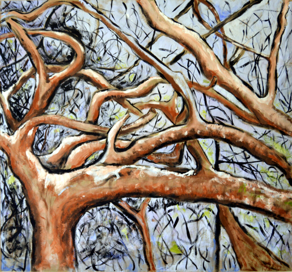 Intrecci - 2010, Acrilico su carta, 84 x 90