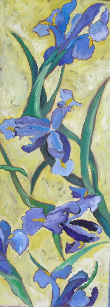 Iris al sole - 1994, Olio su pannello, 25 x 90