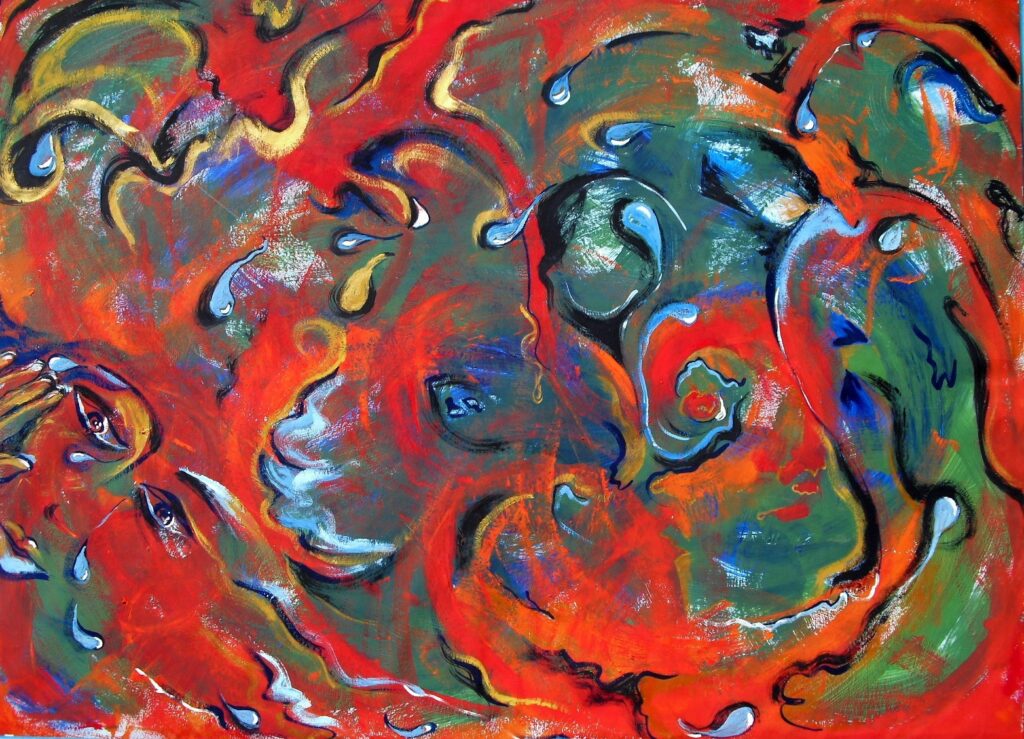 Lacrime che tornano - 2010, Acrilico su carta, 80 x 110 [Collezione privata]