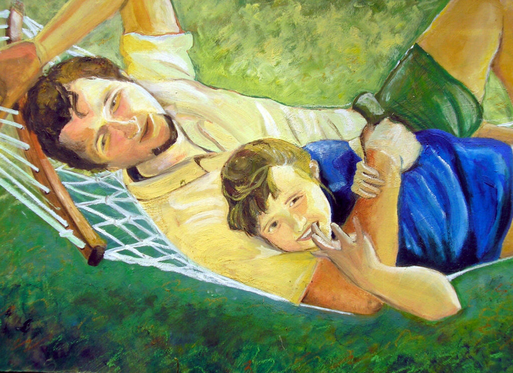 Marco e Sofia – 2002, Olio su pannello, 80 x 60