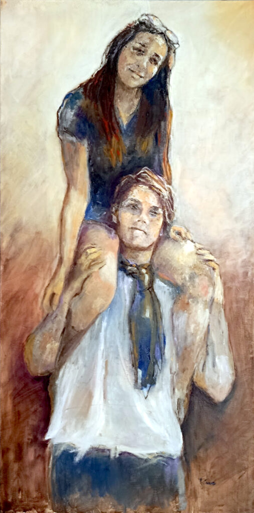 Marta e Lorenzo - 2025, olio su tela, 60 x 130 [Collezione privata] 