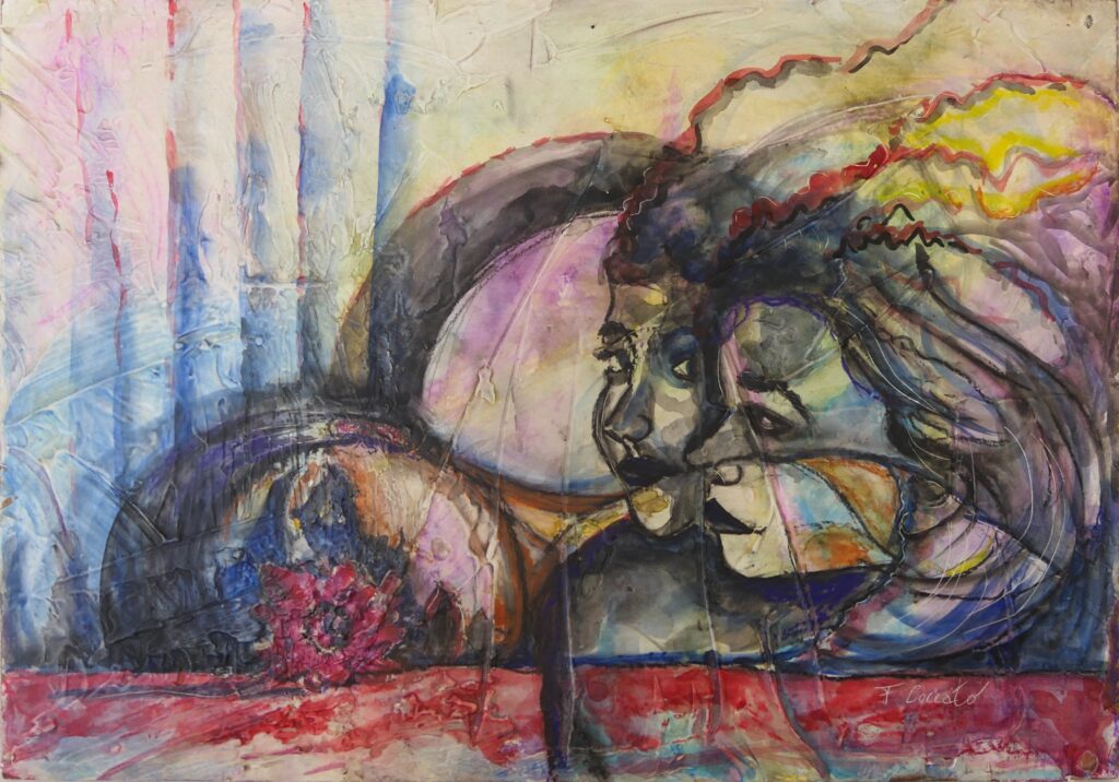 Sguardi - 2023, Tecnica mista su pannello, 42 x 30