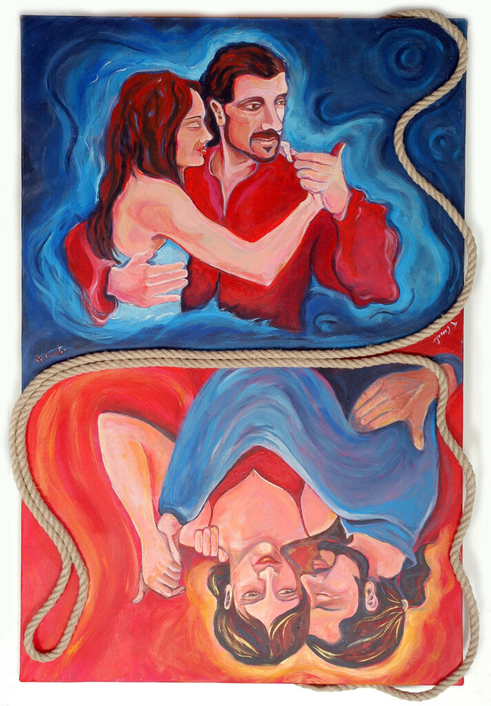 Tango olistico- 2011, Tecnica mista su tela, 50 x 70