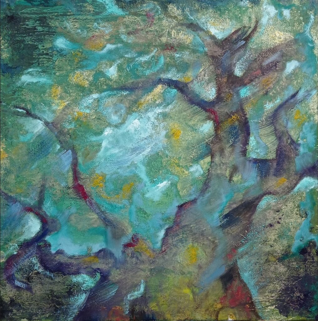 Tra cielo e terra - 2024, Tecnica mista su tela, 60 x 60