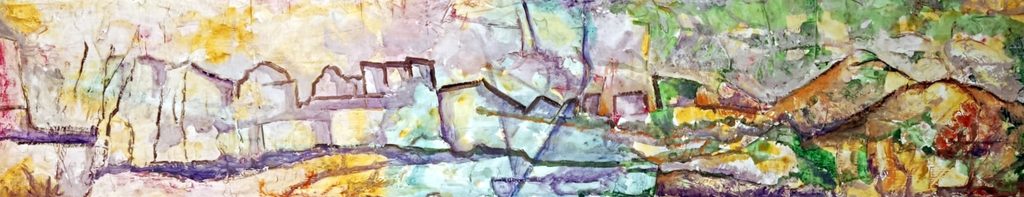 Tracce di un Altrove - 2025, Tecnica mista su pannello - 156 x 30